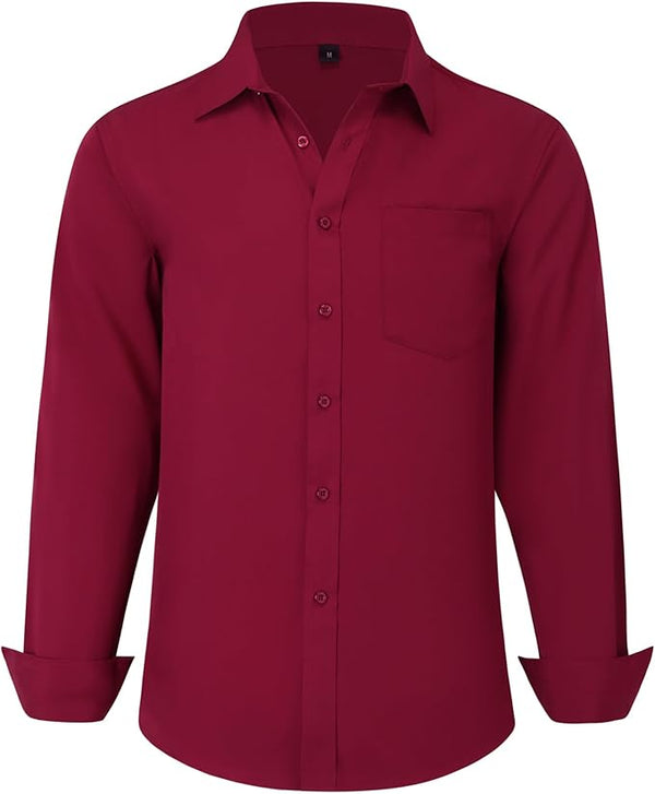 Uniform Unicorn Men's Formal Maroon Shirt - Slim Fit Long Sleeve with Pocket | Office Wear | Formal Wear | Daily Wear(Shirt_Maroon)