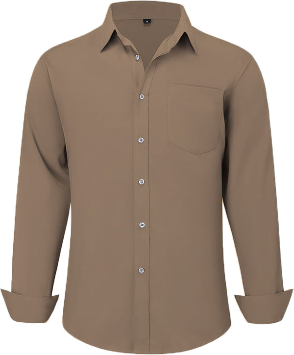Uniform Unicorn Men's Formal Beaver Brown Shirt - Slim Fit Long Sleeve with Pocket | Office Wear | Formal Wear | Daily Wear (Shirt_Beaver Brown)