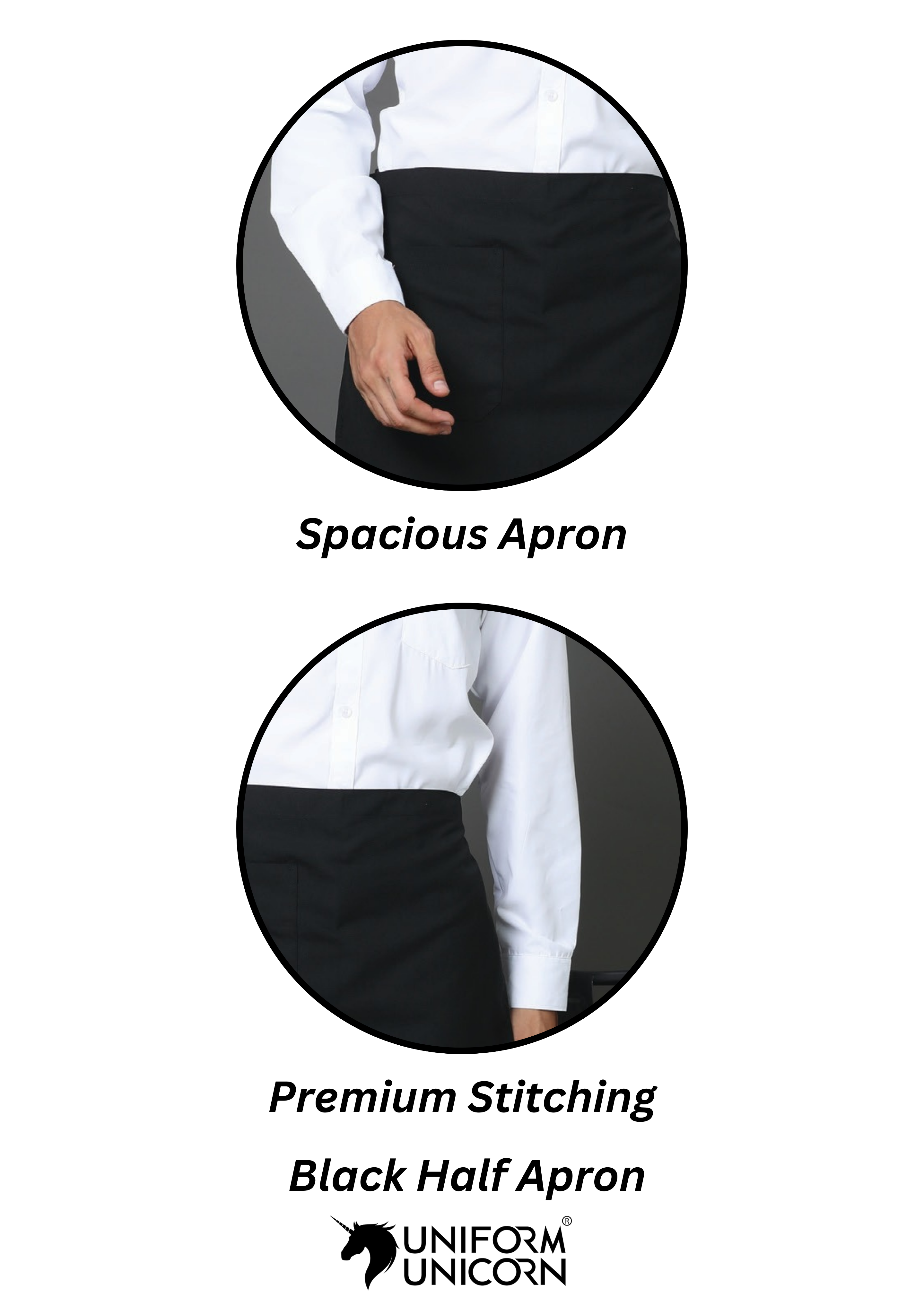 Professional Black Half Apron - Stylish & Durable for Chefs, Bakers, and Home Cooks