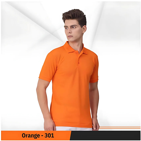 Uniform Unicorn - Men's  Rich Polo T Shirt | Collar Tshirts | Half Sleeves | Plain-Regular Fit (301-Orange)