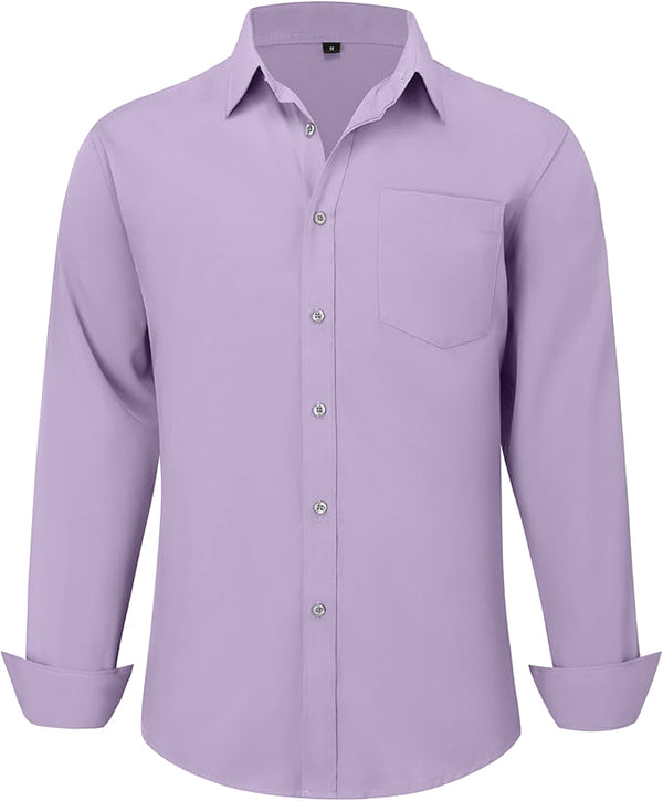 Uniform Unicorn Men's Formal Light Purple Shirt - Slim Fit Long Sleeve with Pocket | Office Wear | Formal Wear | Daily Wear(Shirt_Light Purple)