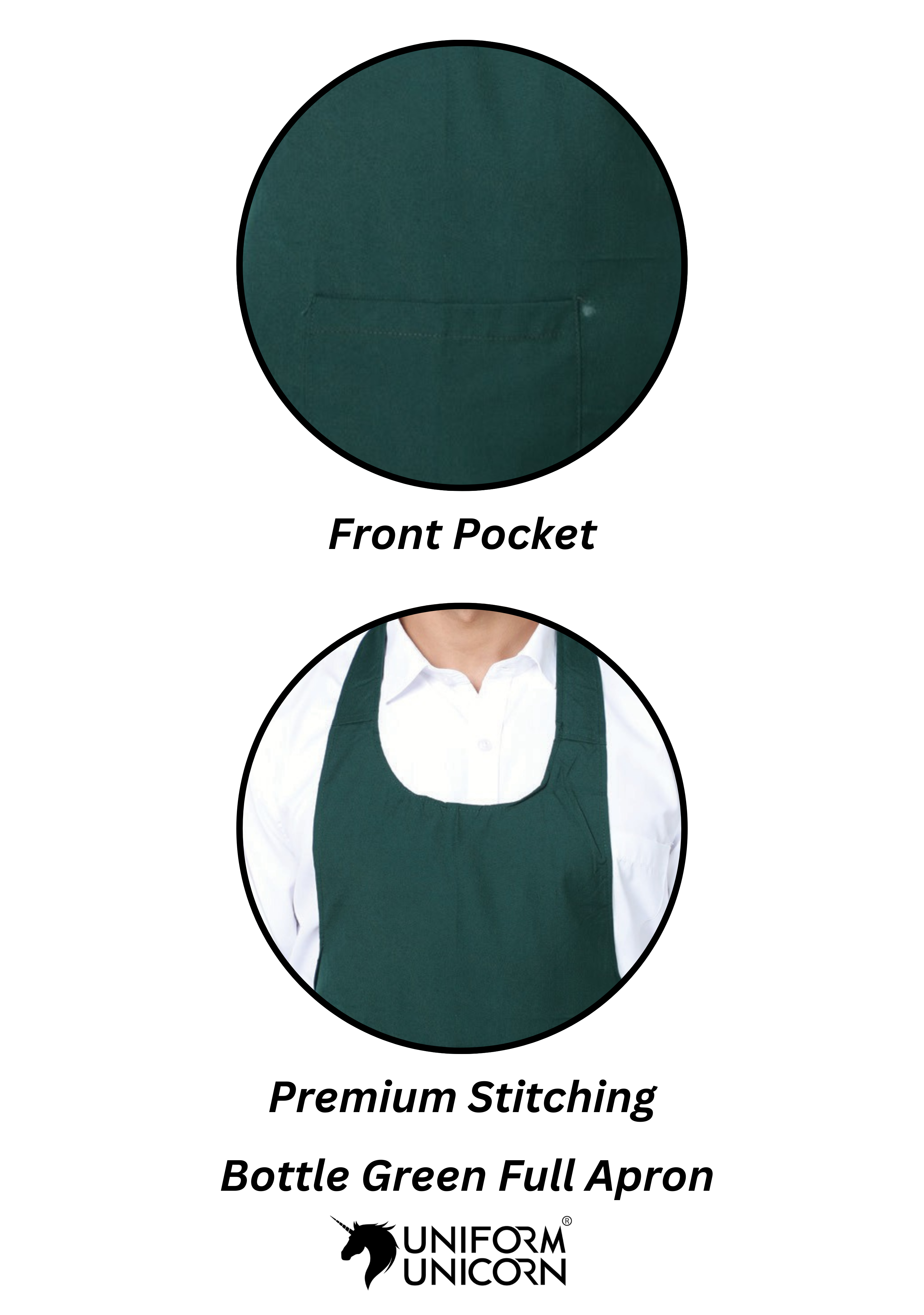 Professional Bottle Green Full Apron - Stylish & Durable for Chefs, Bakers, and Home Cooks