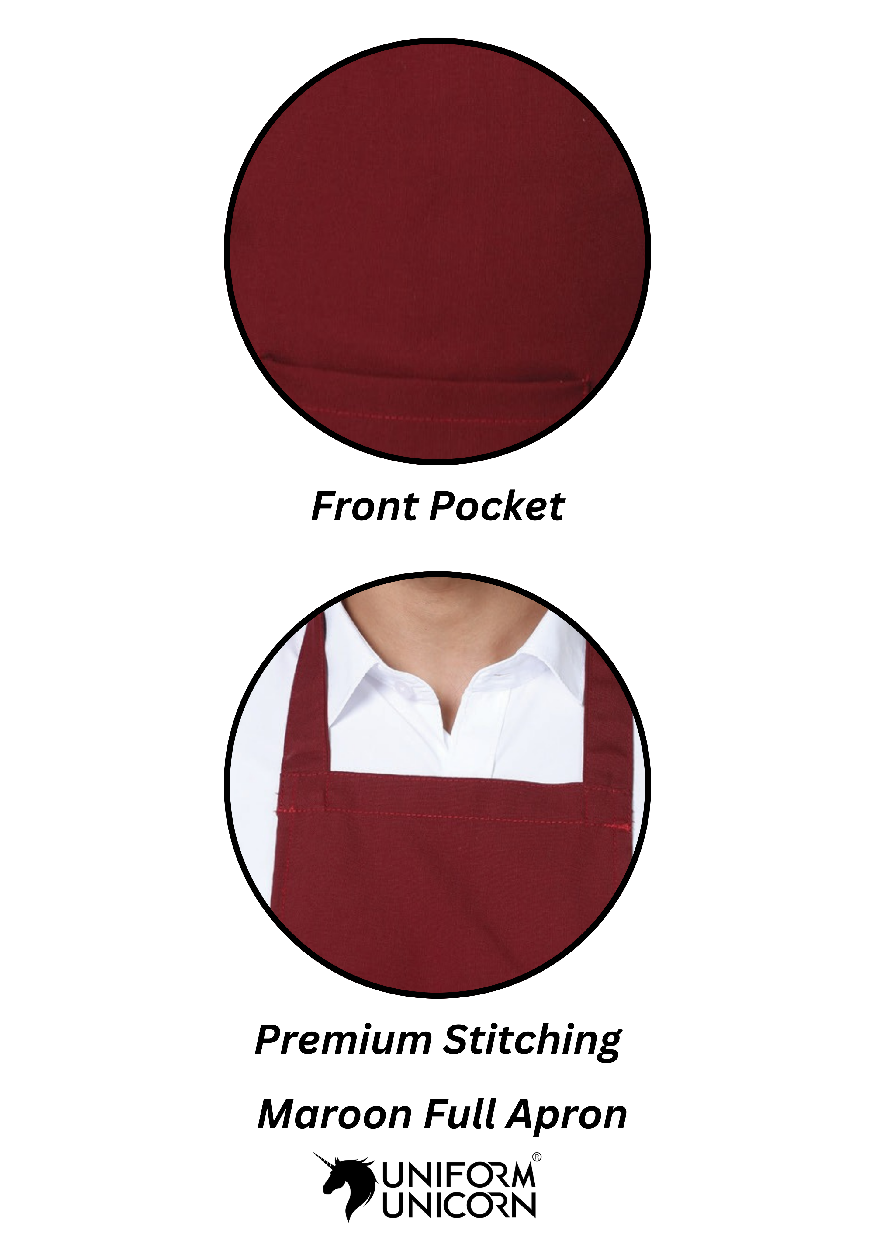 Professional Maroon Full Apron - Stylish & Durable for Chefs, Bakers, and Home Cooks