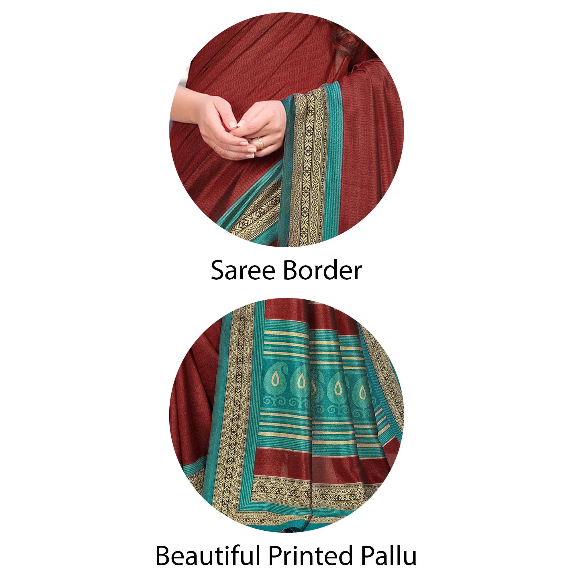 Vimla  Women's Multicolored Art Silk Uniform Saree with Bouse Piece (2017_AS_Maroon)