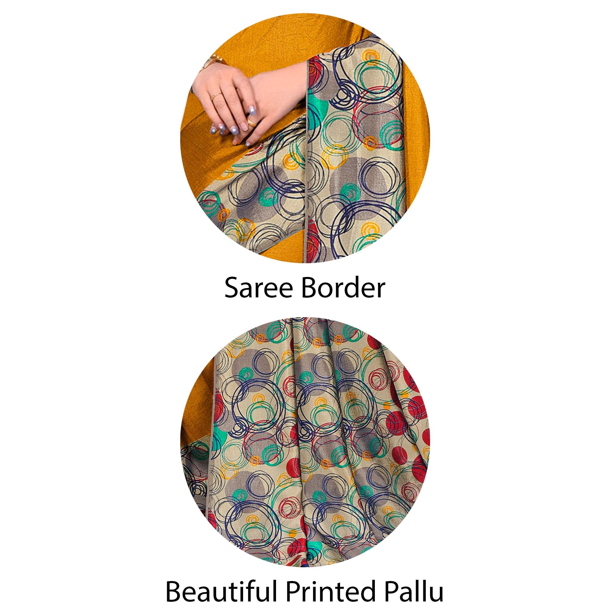 Vimla  Women's Multicolored Art Silk Uniform Saree with Bouse Piece (2028_AS_Mustard)