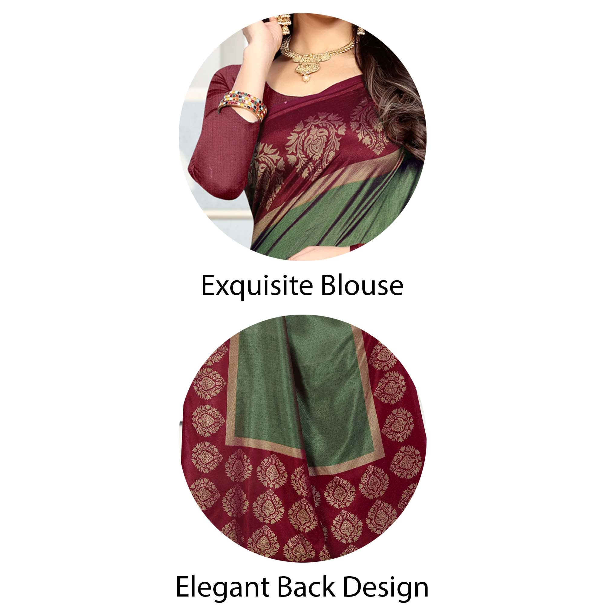 Vimla  Women's Multicolored Art Silk Uniform Saree with Bouse Piece (2042_AS_Maroon)