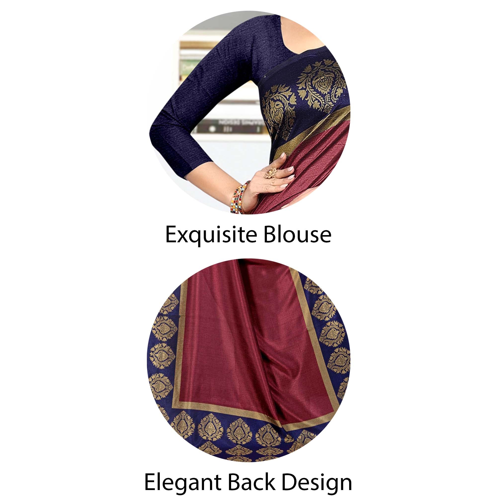 Vimla  Women's Multicolored Art Silk Uniform Saree with Bouse Piece (2042_AS_Maroon)