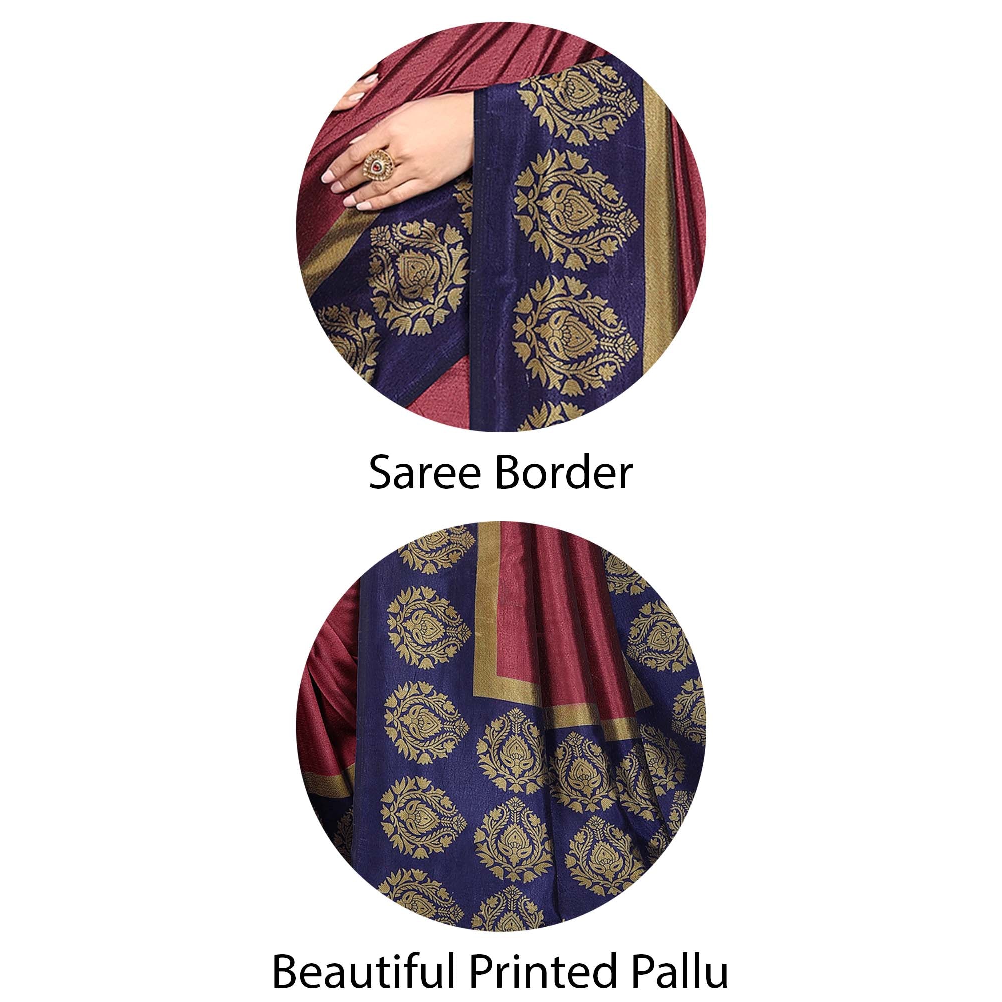 Vimla  Women's Multicolored Art Silk Uniform Saree with Bouse Piece (2042_AS_Maroon)