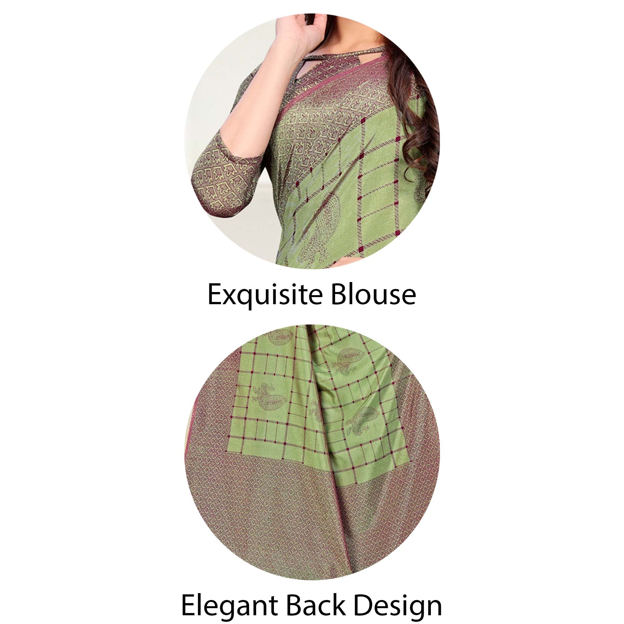 Vimla  Women's Multicolored Art Silk Uniform Saree with Bouse Piece (2046_AS_Green)
