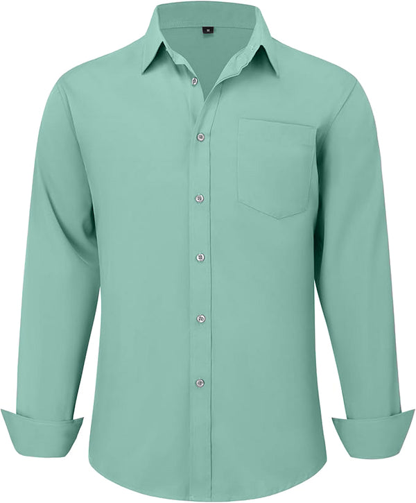 Uniform Unicorn Men's Formal Eton Blue Shirt - Slim Fit Long Sleeve with Pocket | Office Wear | Formal Wear | Daily Wear (Shirt_Eton Blue)