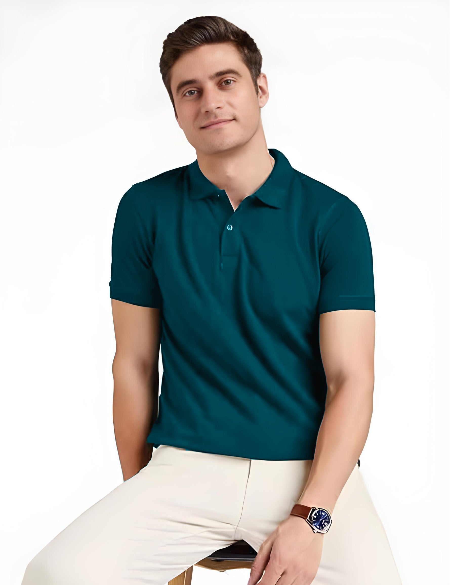 Polo T-Shirt for Men (Peacock Blue)