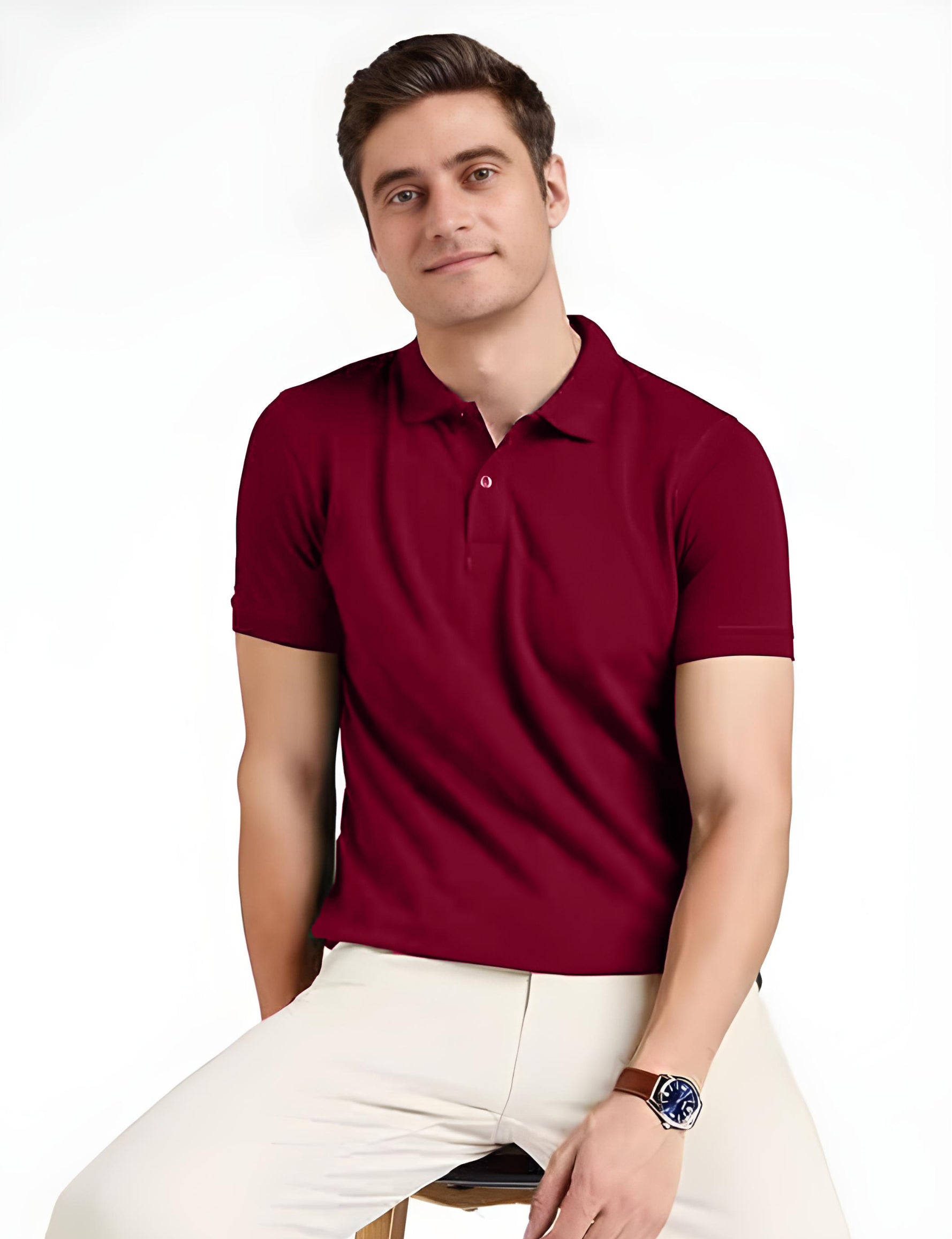 Polo T-Shirt for Men (Maroon)