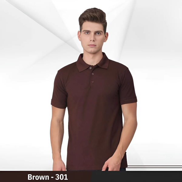 Uniform Unicorn - Men's  Rich Polo T Shirt | Collar Tshirts | Half Sleeves | Plain-Regular Fit (301-Brown)