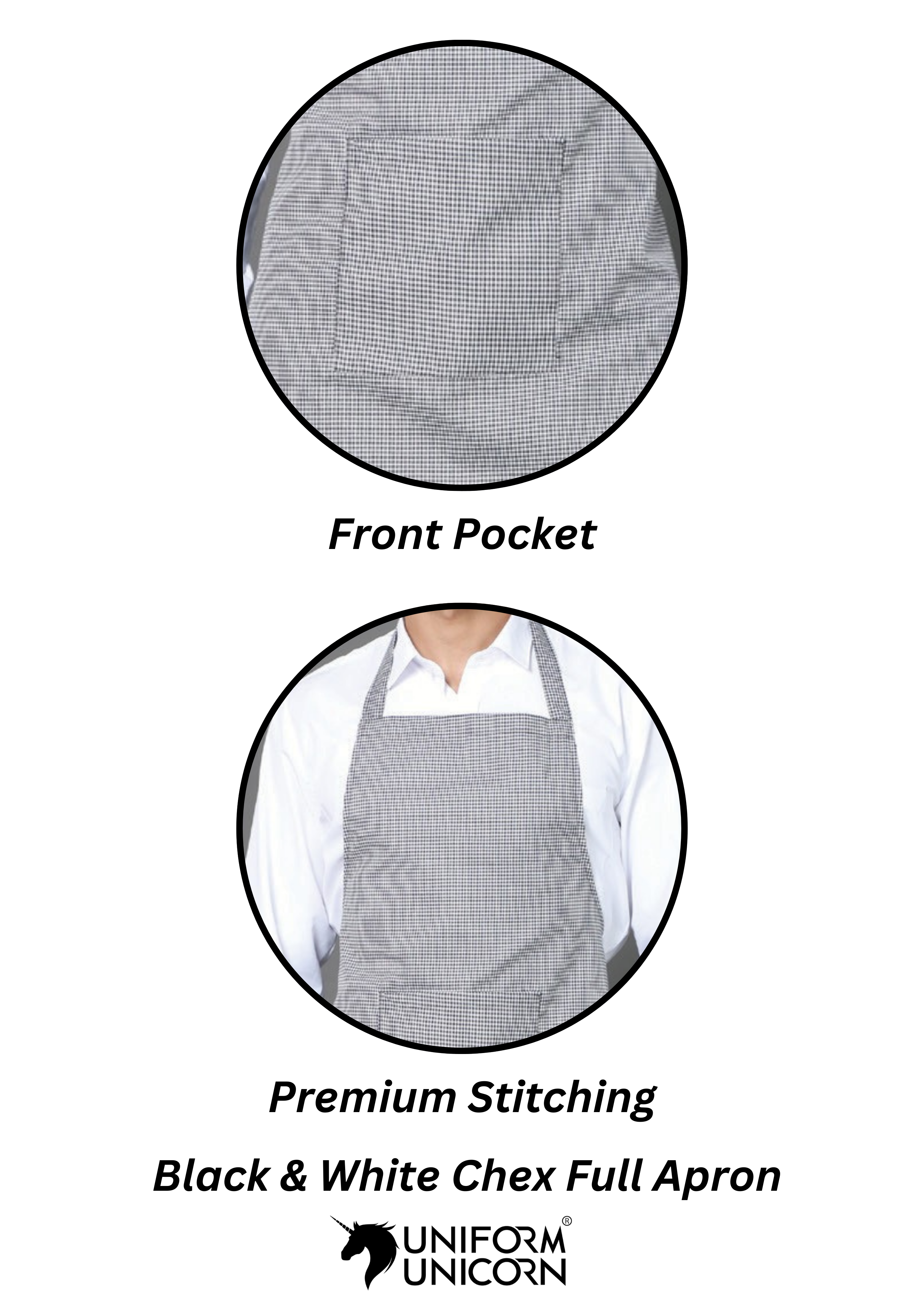 Professional Black & White Checkered Full Apron - Stylish & Durable for Chefs, Bakers, and Home Cooks