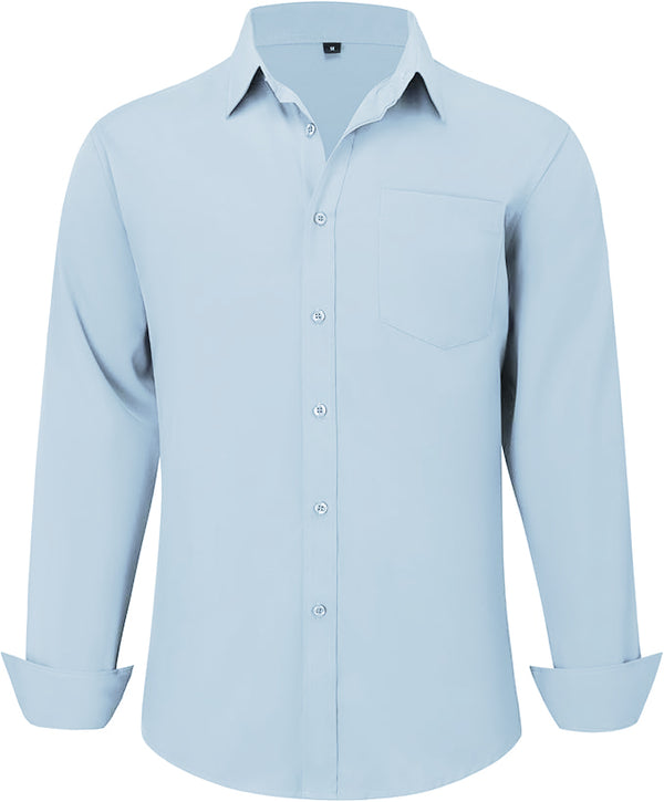 Uniform Unicorn Men's Formal Columbia Blue Shirt - Slim Fit Long Sleeve with Pocket | Office Wear | Formal Wear | Daily Wear (Shirt_Columbia Blue)