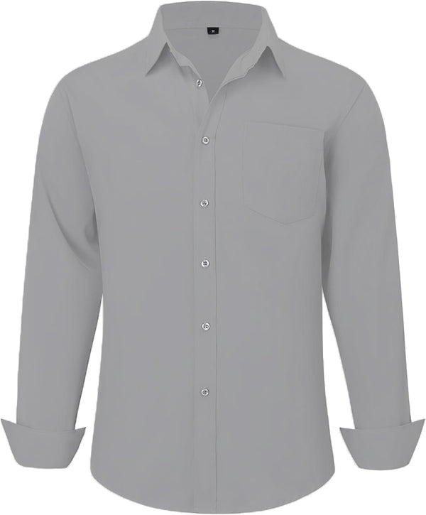 Uniform Unicorn Men's Formal Light Grey Shirt - Slim Fit Long Sleeve with Pocket | Office Wear | Formal Wear | Daily Wear(Shirt_Light Grey)