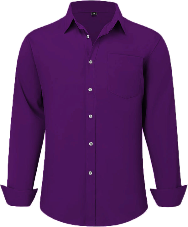 Uniform Unicorn Men's Formal American Purple Shirt - Slim Fit Long Sleeve with Pocket | Office Wear | Formal Wear | Daily Wear(Shirt_American Purple)