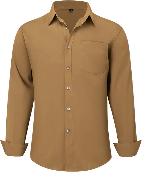 Uniform Unicorn Men's Formal French Beige Shirt - Slim Fit Long Sleeve with Pocket | Office Wear | Formal Wear | Daily Wear(Shirt_French Beige)