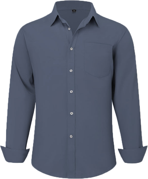 Uniform Unicorn Men's Formal Dark Electric Blue Shirt - Slim Fit Long Sleeve with Pocket | Office Wear | Formal Wear | Daily Wear (Shirt_Dark Electric Blue)