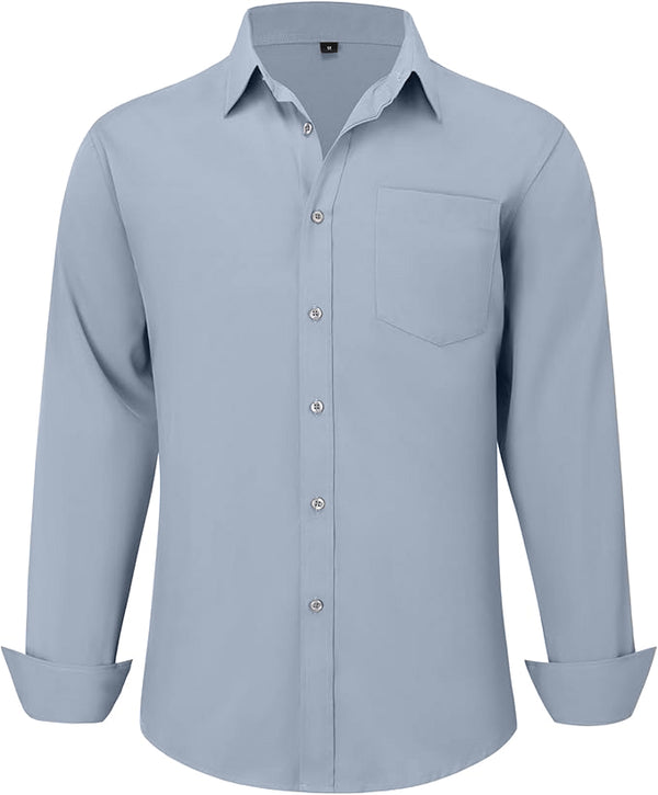 Uniform Unicorn Men's Formal Cadet Blue Shirt - Slim Fit Long Sleeve with Pocket | Office Wear | Formal Wear | Daily Wear (Shirt_Cadet Blue)