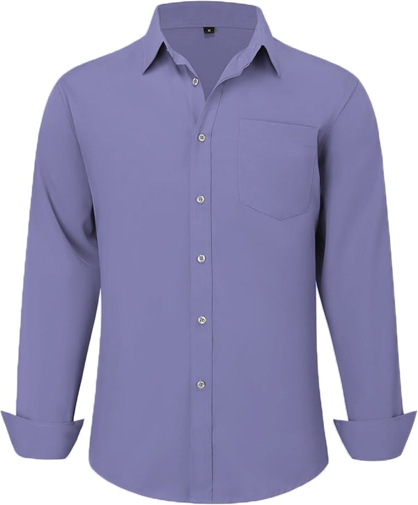 Uniform Unicorn Men's Formal Lavender Purple Shirt - Slim Fit Long Sleeve with Pocket | Office Wear | Formal Wear | Daily Wear (Shirt_Lavender Purple)