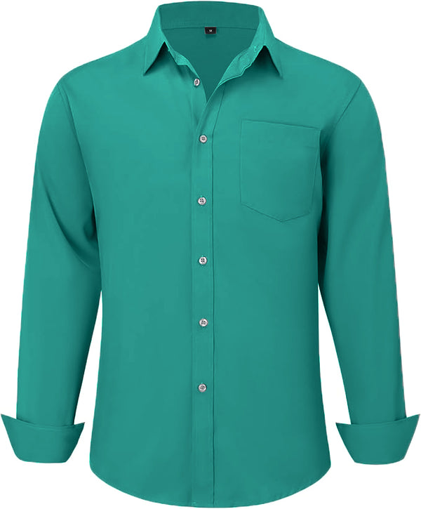 Uniform Unicorn Men's Formal Empress Teal Shirt - Slim Fit Long Sleeve with Pocket | Office Wear | Formal Wear | Daily Wear(Shirt_Empress Teal)