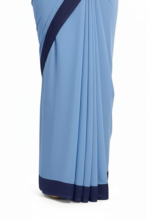 Vimla Women's Blue Crepe Silk Uniform Saree with Blouse (5036_NEW)