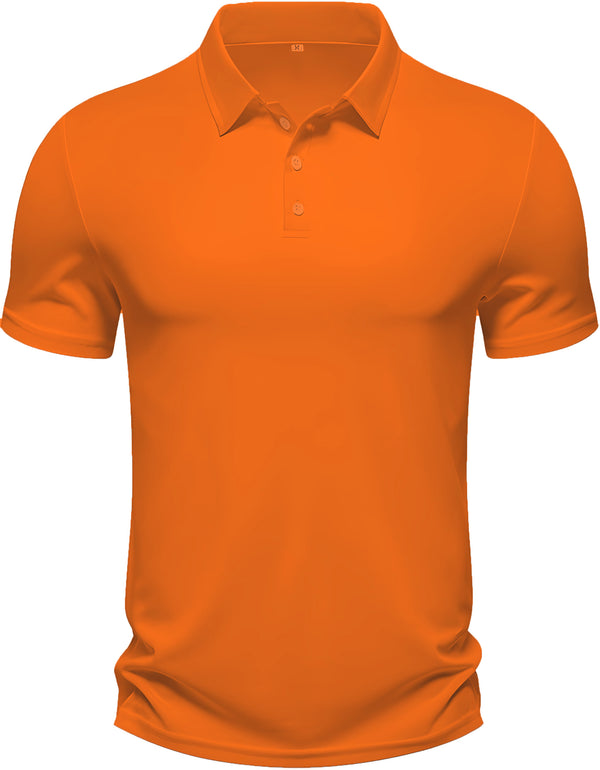 Men's Regular Fit Polo Neck Half Sleeve Solid Uniform T-Shirt | Polo T-Shirt for Men (Dark Orange)