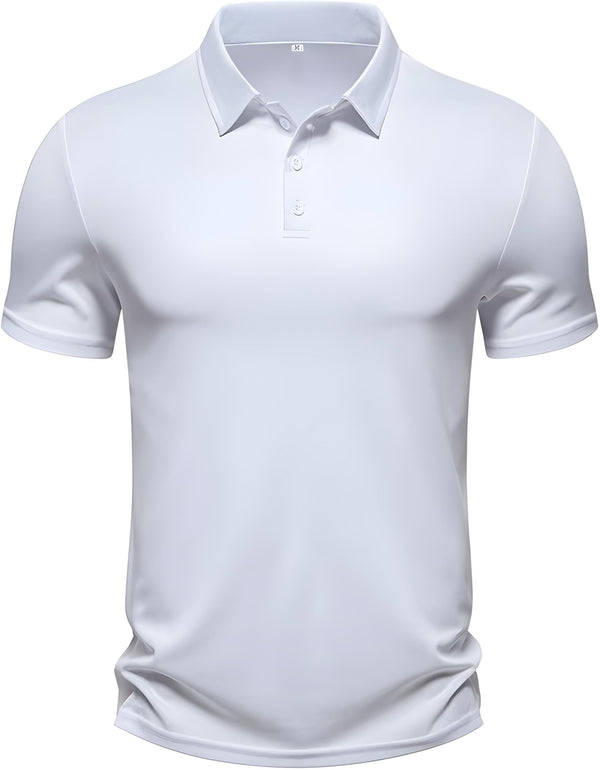 Men's Regular Fit Polo Neck Half Sleeve Solid Uniform T-Shirt | Polo T-Shirt for Men (White)