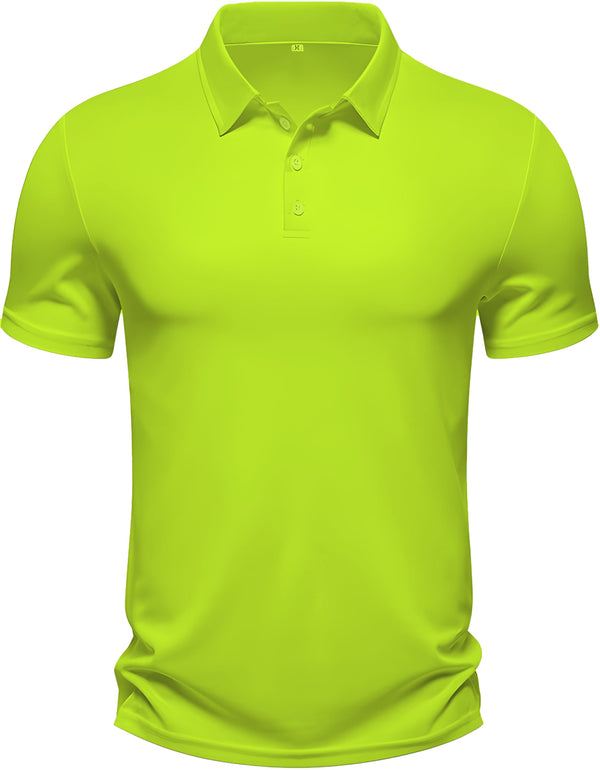 Men's Regular Fit Polo Neck Half Sleeve Solid Uniform T-Shirt | Polo T-Shirt for Men (Lime Green)