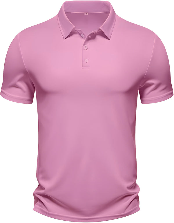 Men's Regular Fit Polo Neck Half Sleeve Solid Uniform T-Shirt | Polo T-Shirt for Men (Pink)