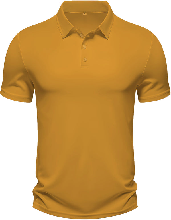 Men's Regular Fit Polo Neck Half Sleeve Solid Uniform T-Shirt | Polo T-Shirt for Men (Ochre Yellow)