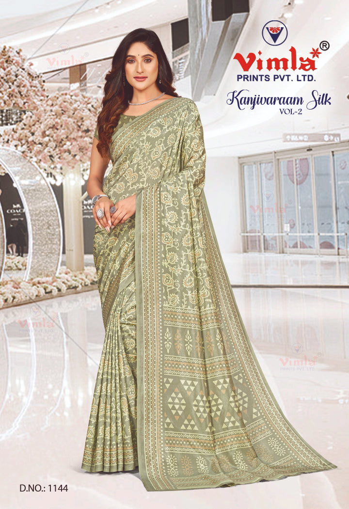 Vimla Prints Women's Green Art Silk Uniform Saree with Blouse Piece (1144_KJ)