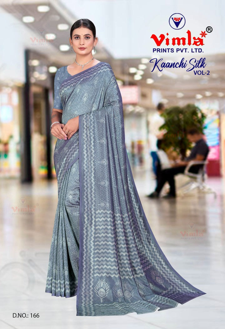 Vimla Prints Women's Turquoise Art Silk Uniform Saree with Blouse Piece (166_KC)