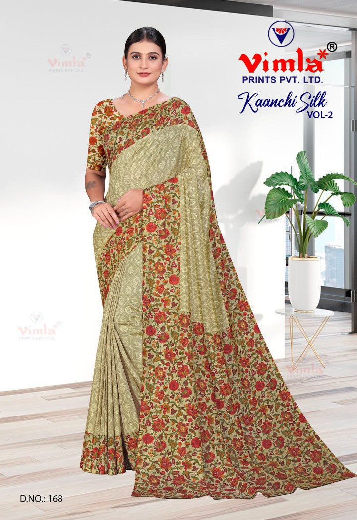 Vimla Prints Women's Green Art Silk Uniform Saree with Blouse Piece (170_KC)