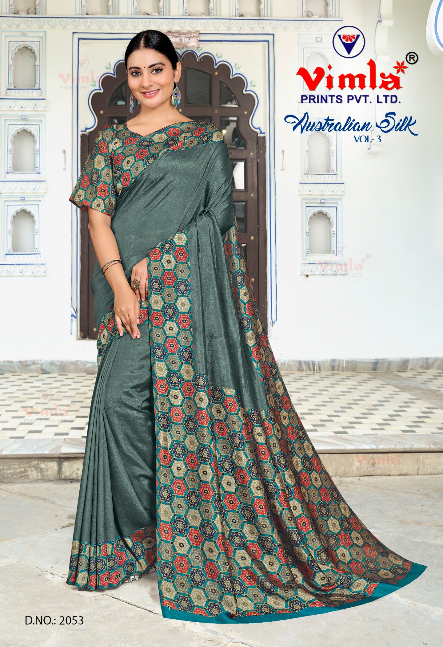 Vimla Prints Women's Green Uniform  Saree with Blouse Piece (2053_AS_Green)