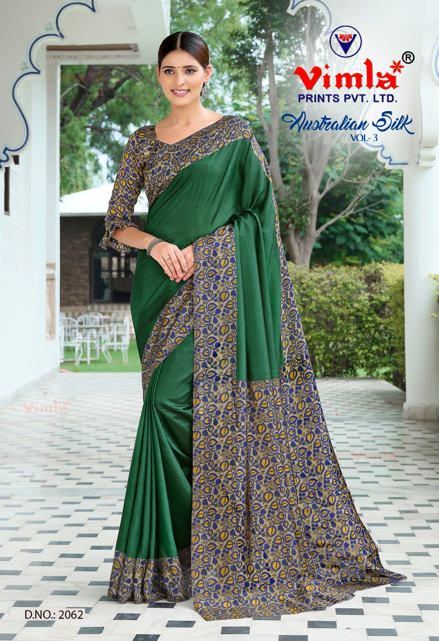 Vimla Prints Women's Green Uniform  Saree with Blouse Piece (2062_AS_Green)