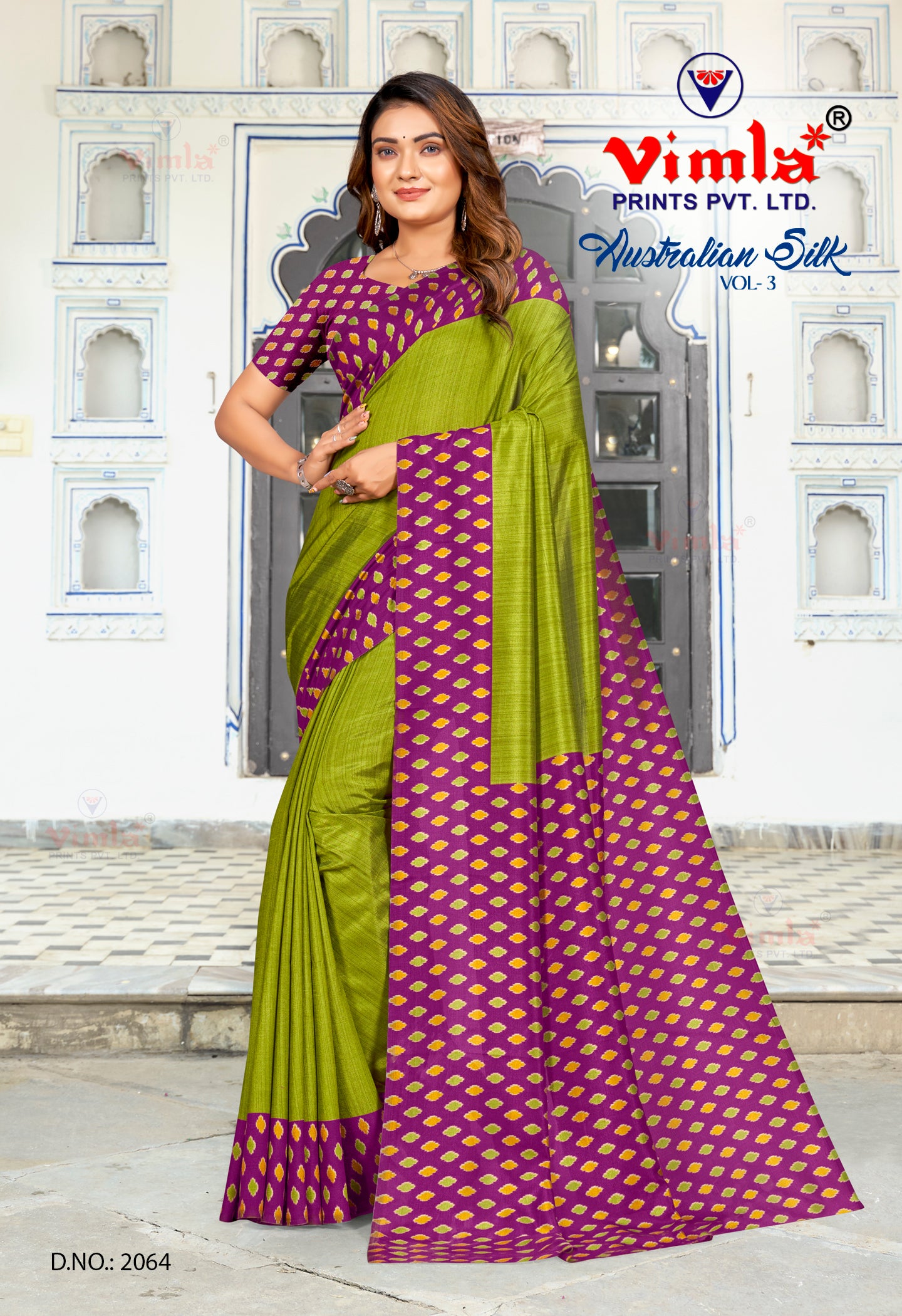 Vimla Prints Women's Turquoise Uniform  Saree with Blouse Piece (2063_AS_Turquoise)