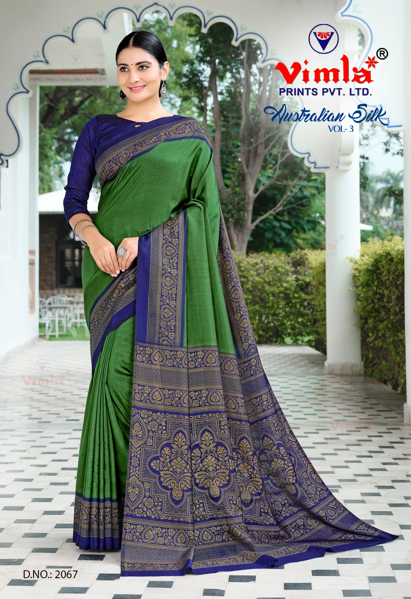 Vimla Prints Women's Green Uniform  Saree with Blouse Piece (2067_AS_Green)