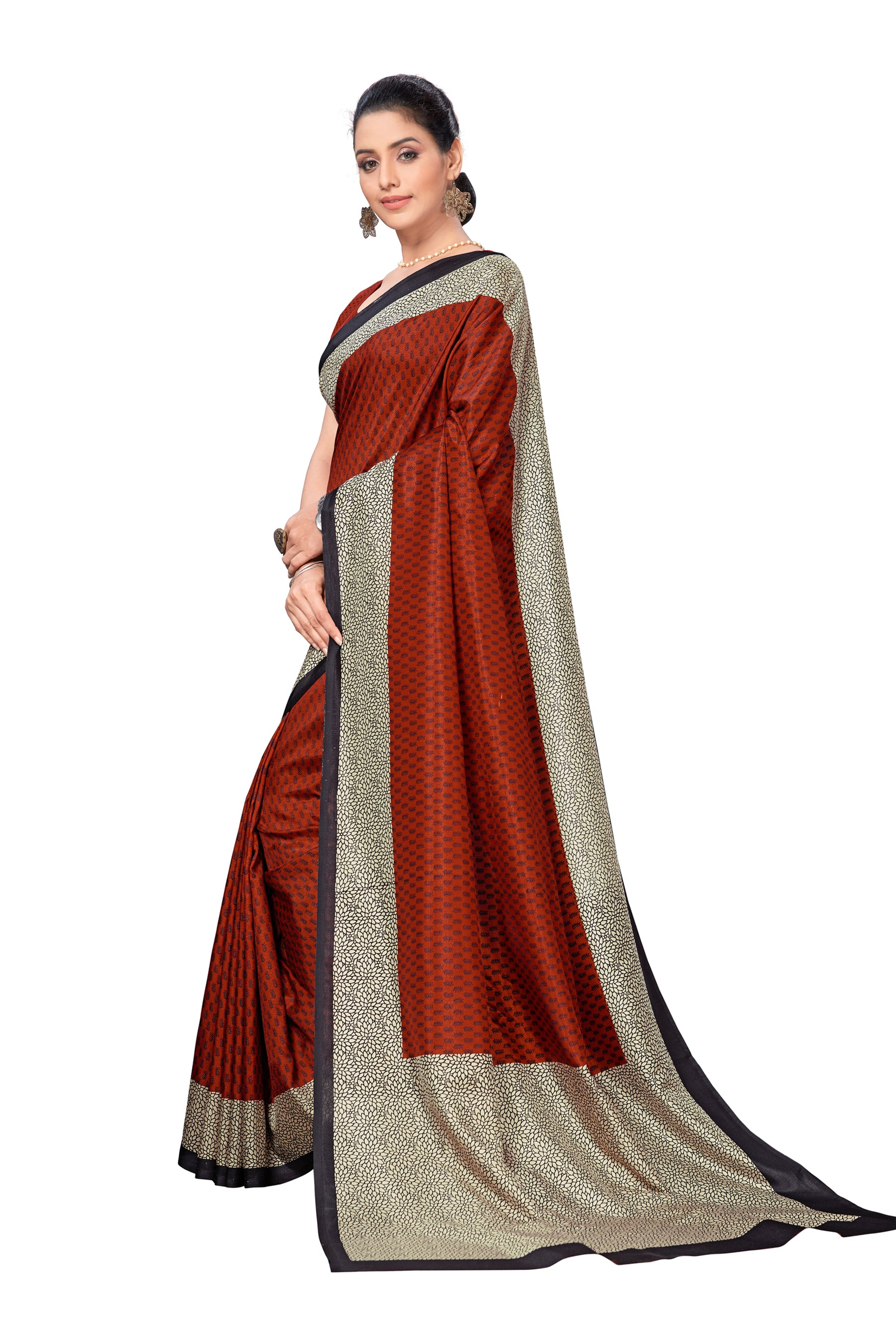 Vimla Women's Maroon Malgudi Art Silk Uniform Saree with Blouse (2112_Maroon)