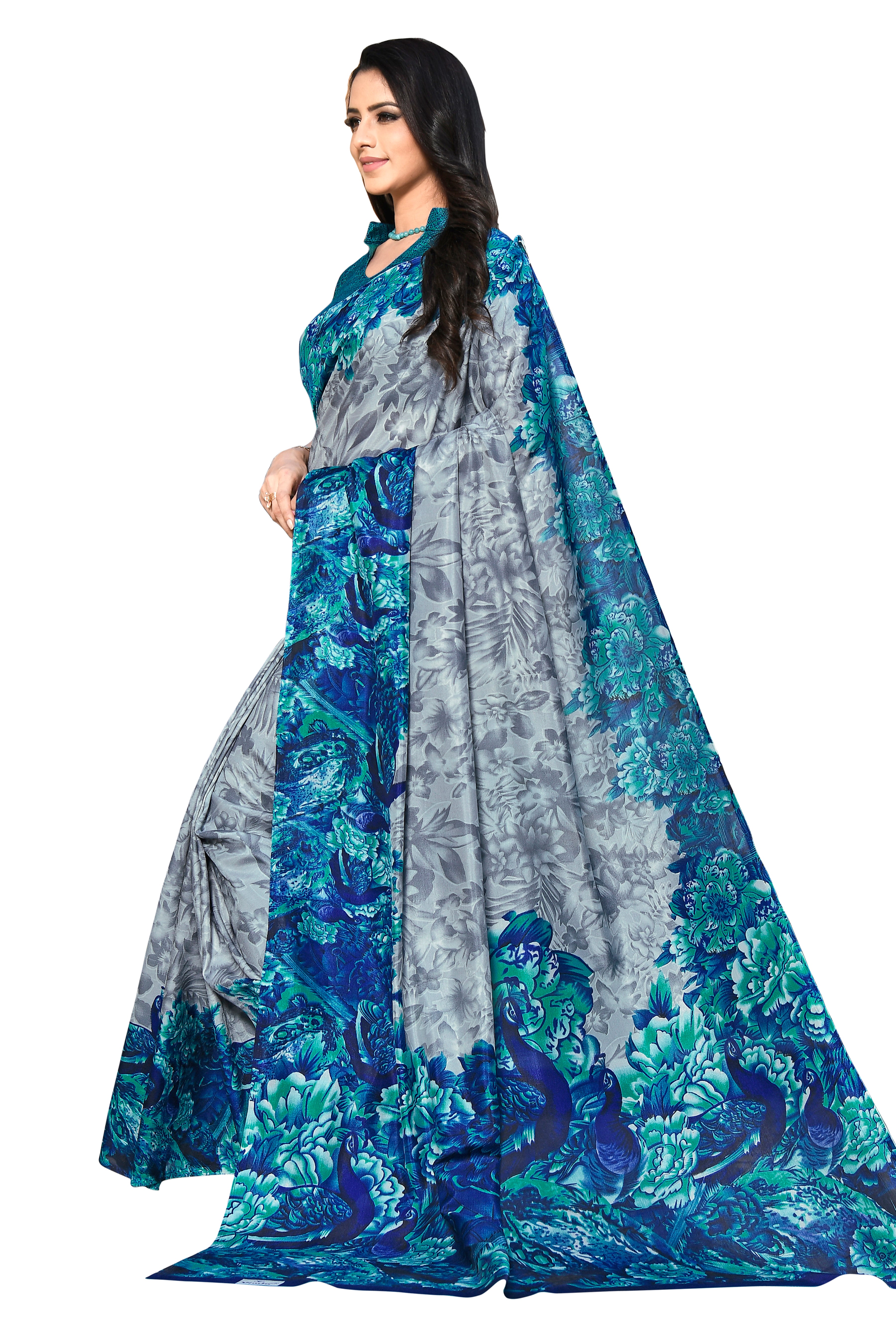 Vimla Women's Multicolor Malgudi Art Silk Uniform Saree with Blouse Piece (2215_Multicolor)