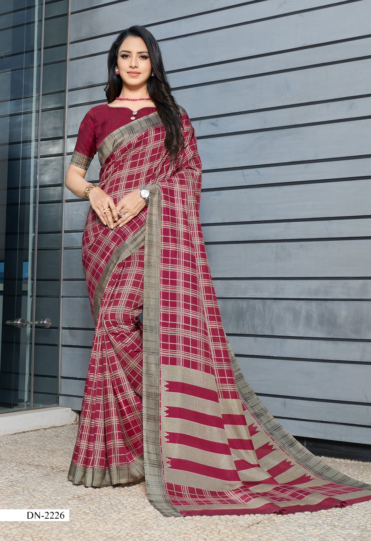 Vimla Women's Maroon Malgudi Art Silk Uniform Saree with Blouse Piece (2226_Maroon)