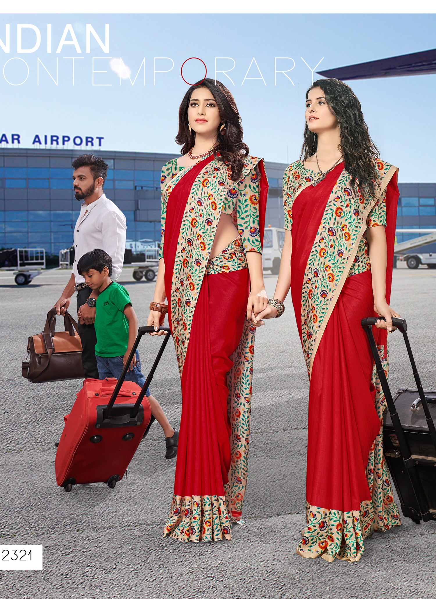 Vimla Women's Red Malgudi Art Silk Uniform Saree with Blouse Piece (2321_Red)