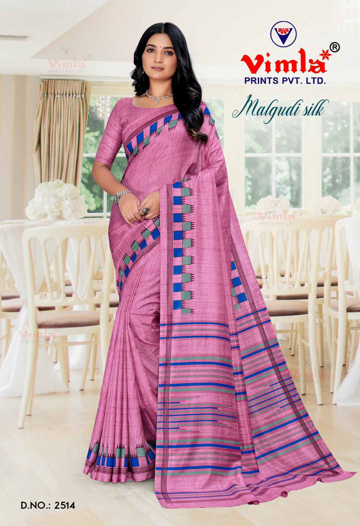 Vimla Women's Beige Malgudi Art Silk Uniform Saree with Blouse Piece (2513_25)