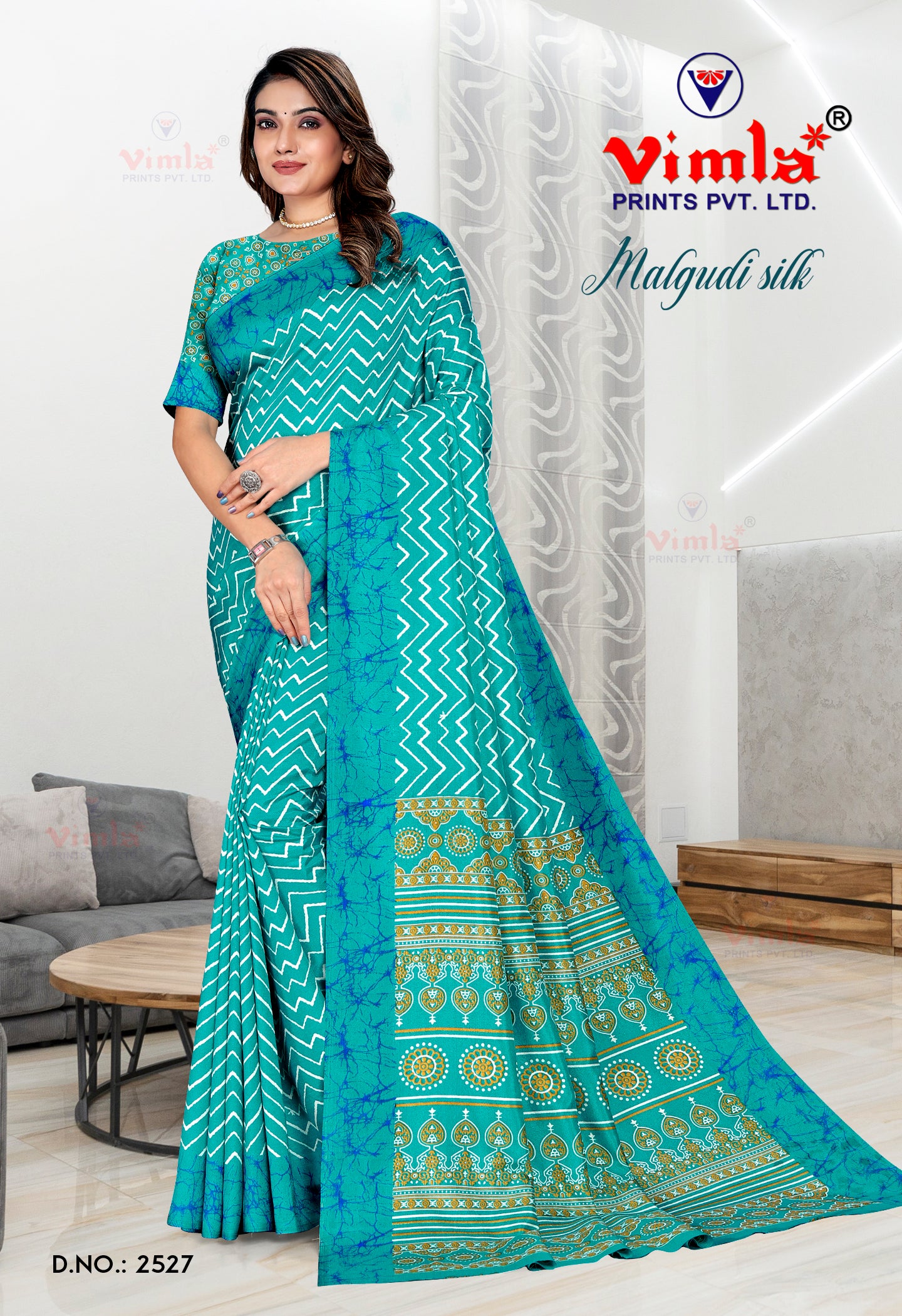 Vimla Women's Blue Malgudi Art Silk Uniform Saree with Blouse Piece (2527_25)