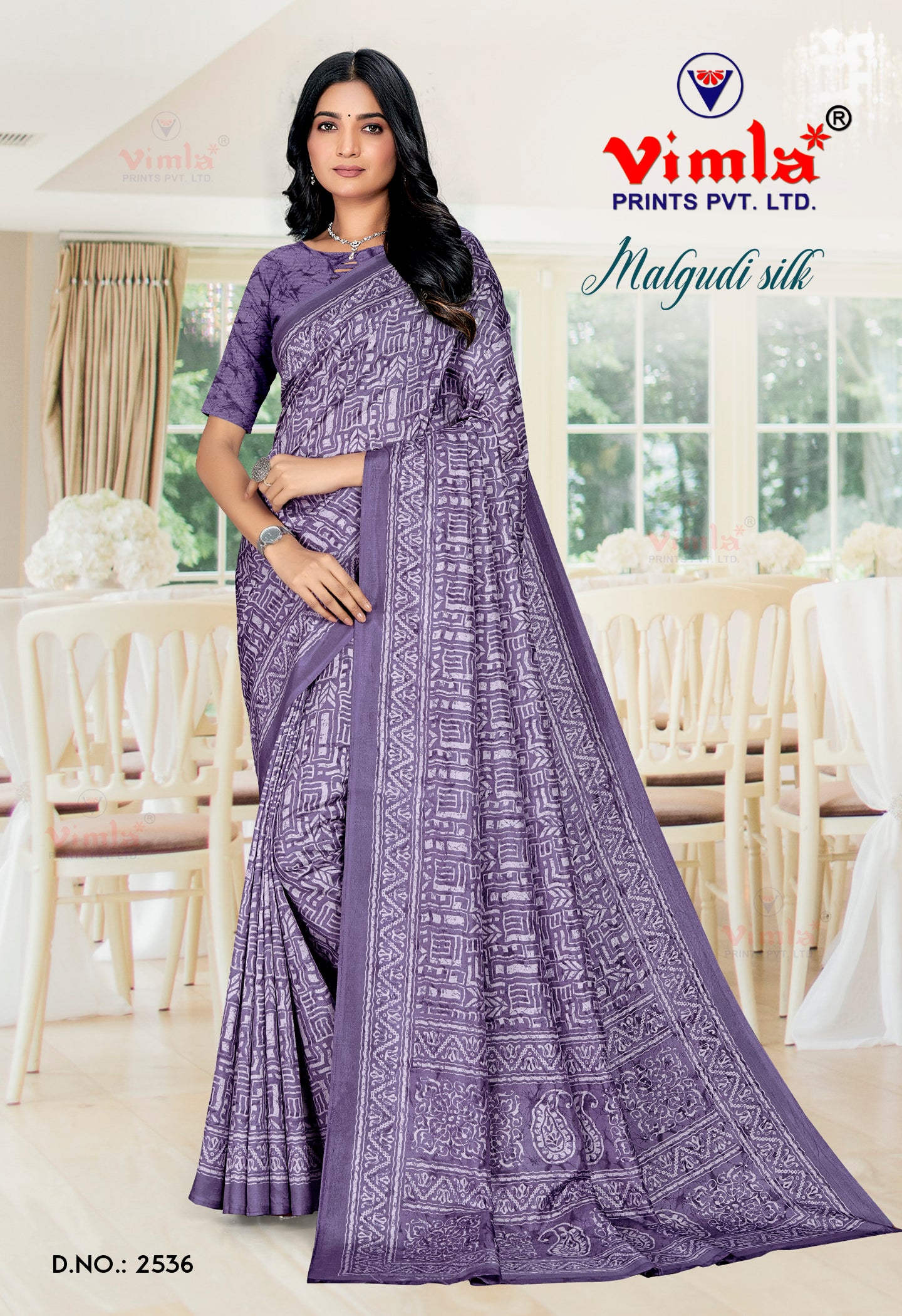 Vimla Women's Purple Malgudi Art Silk Uniform Saree with Blouse Piece (2536_25)