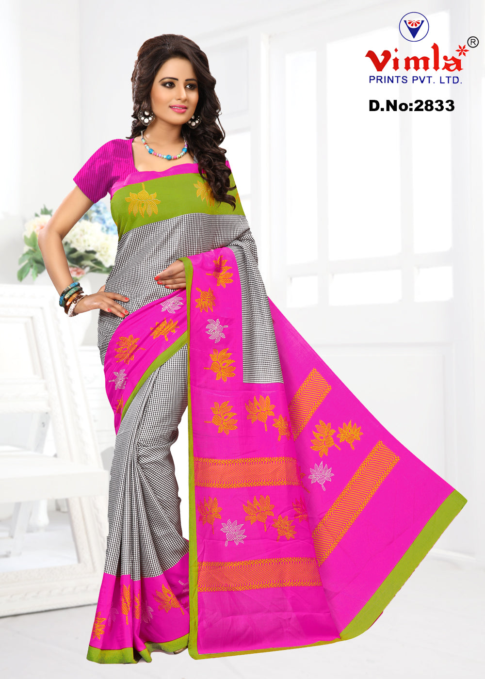 Vimla Multi-Coloured Malgudi Art Silk Uniform Saree with Blouse  (2833_Multicolor)
