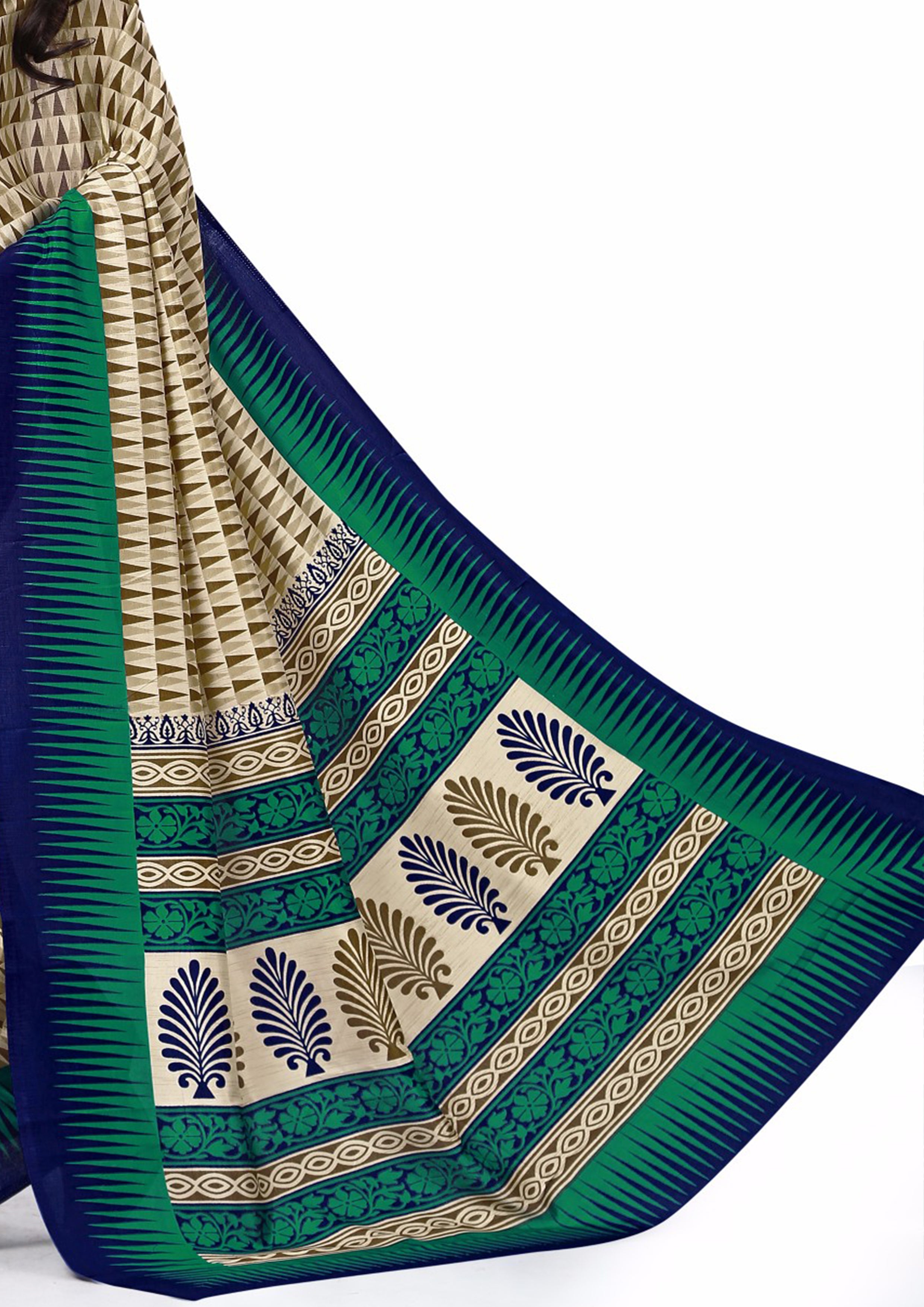 Vimla Women's Multicolor Malgudi Art Silk Uniform Saree with Blouse  (3255_Multicolor)