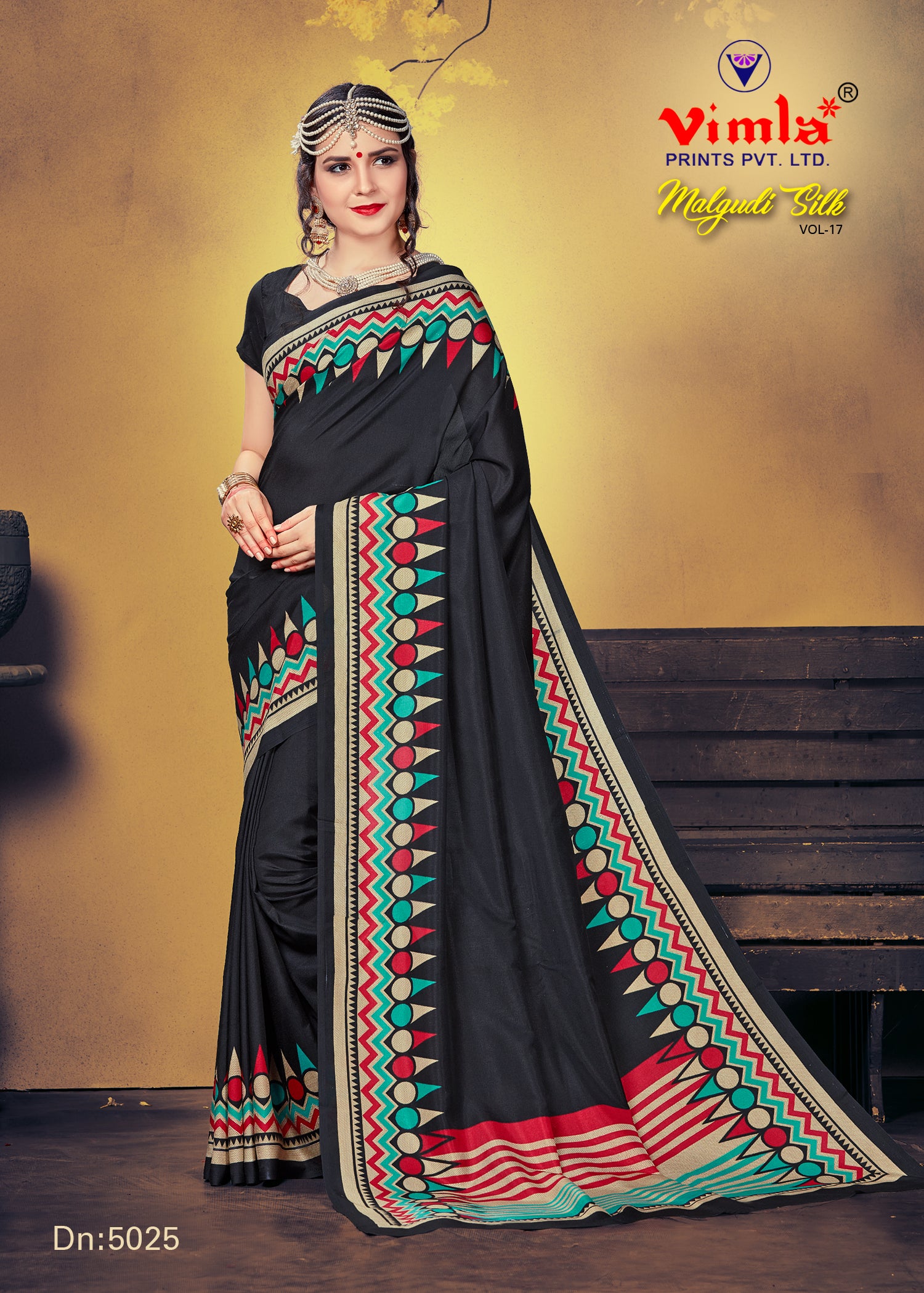 Vimla Women's Black Malgudi Art Silk Uniform Saree with Blouse (5025_Black)