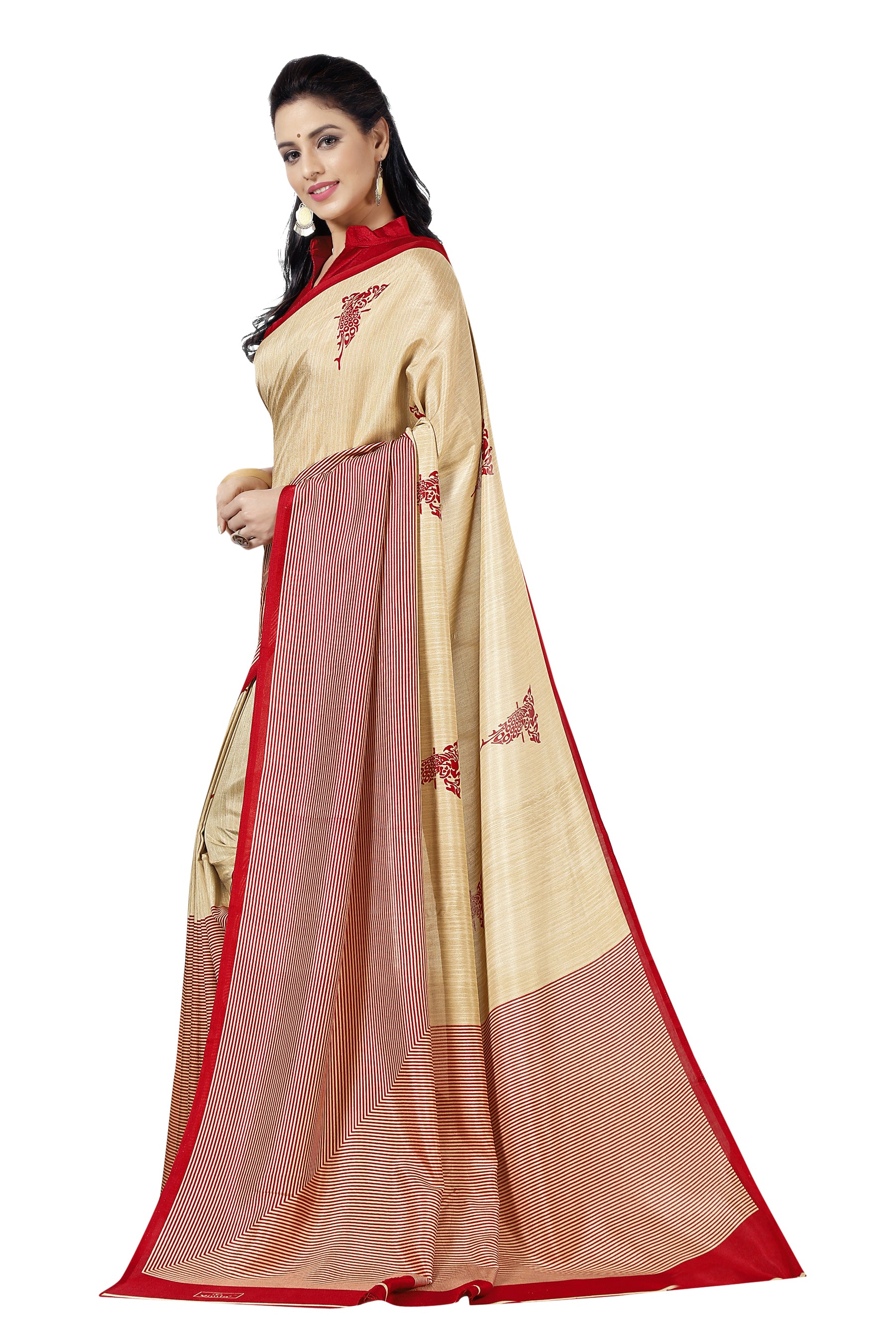 Vimla Women's Red Malgudi Art Silk Uniform Saree with Blouse  (5899_Red)